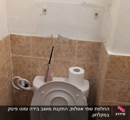 אסלה פתוחה עם מברשת ושירותים